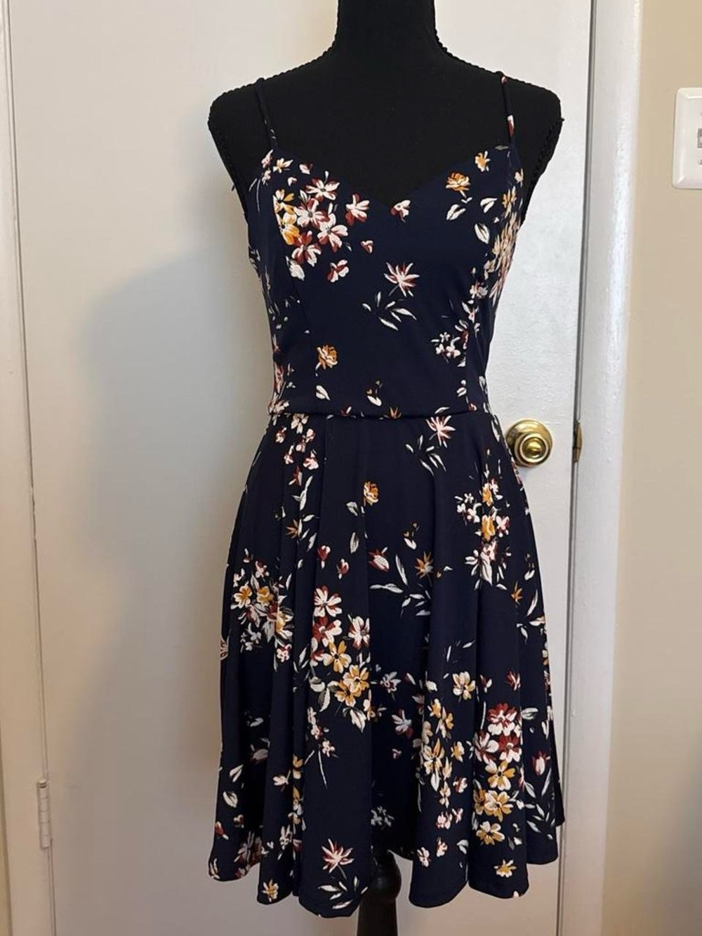 The General Good Navy Floral Strappy Back Fit & Flare Dress Size S